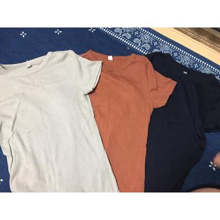 ユニクロ(UNIQLO)のUNIQLO リブTシャツ3色セット(Tシャツ(半袖/袖なし))