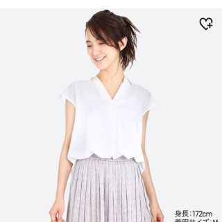 ユニクロ(UNIQLO)のユニクロ レーヨンエアリーフレンチスリーブ XS ホワイト(シャツ/ブラウス(半袖/袖なし))