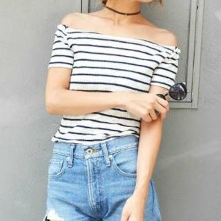 トゥデイフル(TODAYFUL)のtodayful ボーダーオフショルダーT(Tシャツ(半袖/袖なし))