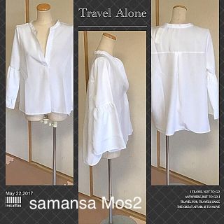 サマンサモスモス(SM2)の■新品値札付き■samansaMos2■フロントタックブラウス■ベル袖/ホワイト(シャツ/ブラウス(半袖/袖なし))