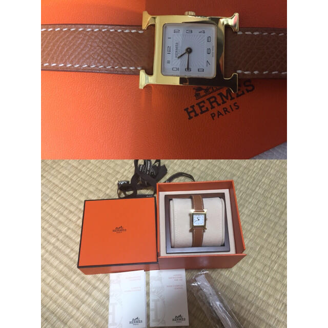 優れた品質 - Hermes MORURU 革ベルト HH1.201 ゴールドHウォッチ エルメス   腕時計