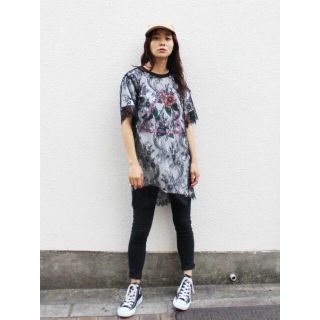 ジュエティ(jouetie)のjouetieジュエティシースルーレースチュニック丈ビッグT(Tシャツ(半袖/袖なし))