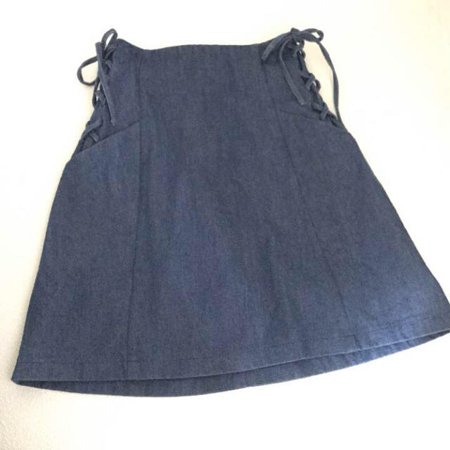 MAJESTIC LEGON(マジェスティックレゴン)のサイド編み上げAラインスカート ブルー レディースのスカート(ひざ丈スカート)の商品写真