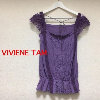 ヴィヴィアンタム(VIVIENNE TAM)のVIVIENE TAM 半袖 パープル レースカットソー(カットソー(半袖/袖なし))