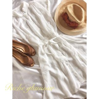 メルロー(merlot)の◆新品◆Riche glamour◆ 涼しげ♪夏シャツワンピース◆白 M  (ひざ丈ワンピース)