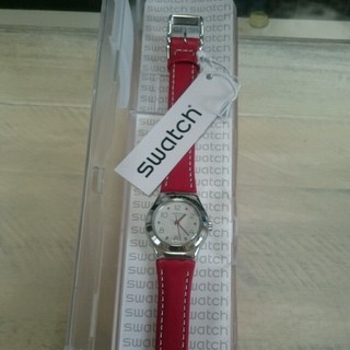 スウォッチ(swatch)の☆swatch☆新品・レディース腕時計・赤レザー(腕時計)