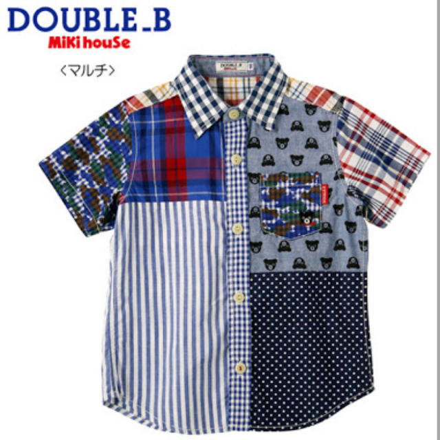 キッズ服男の子用(90cm~)新品タグ付 DOUBLE.B パッチワークシャツ 100