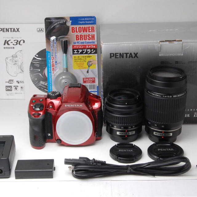 PENTAX - 外観新品級◇PENTAX k-30 Wズームキット!希少なレッド!送料