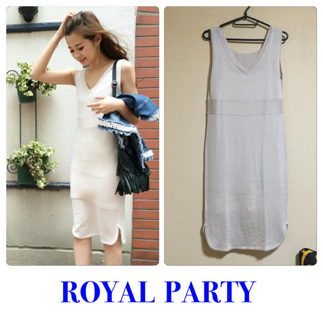 ROYAL PARTY(ロイヤルパーティー)のロイパ♡未使用♡スリットヘムニットワンピース レディースのワンピース(ミニワンピース)の商品写真