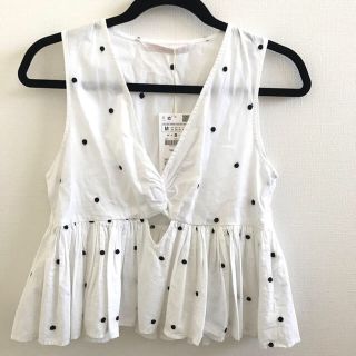 ザラ(ZARA)のZARA ドット ブラウス M(シャツ/ブラウス(半袖/袖なし))