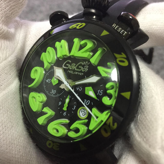 Gaga Milano ガガミラノ クロノグラフ MM48 グリーン 電池新品 | Gaga