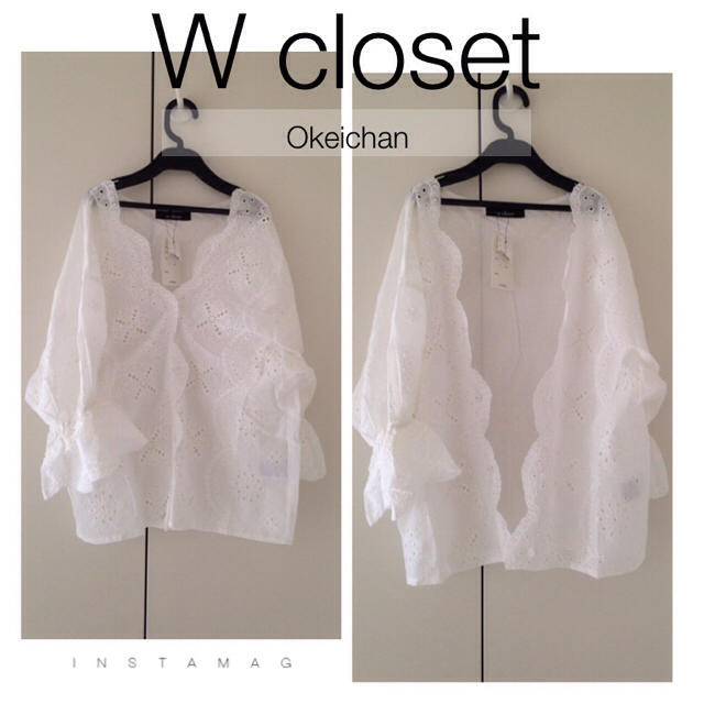 w closet(ダブルクローゼット)の今季SS新作☆w closet 前開きVネック刺繍レースブラウス オフシロ レディースのトップス(シャツ/ブラウス(半袖/袖なし))の商品写真