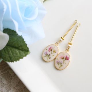 no.501 押し花レジンピアス イヤリング(ピアス)