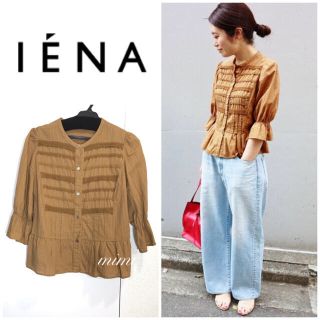 イエナ(IENA)の美品❣️IENA 今期完売 コットンレース パフスリーブ ブラウス キャメル(シャツ/ブラウス(長袖/七分))