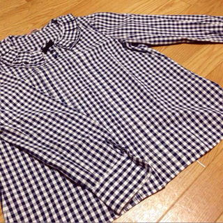 プードゥドゥ(POU DOU DOU)の襟フリル ギンガムチェックシャツ(シャツ/ブラウス(長袖/七分))