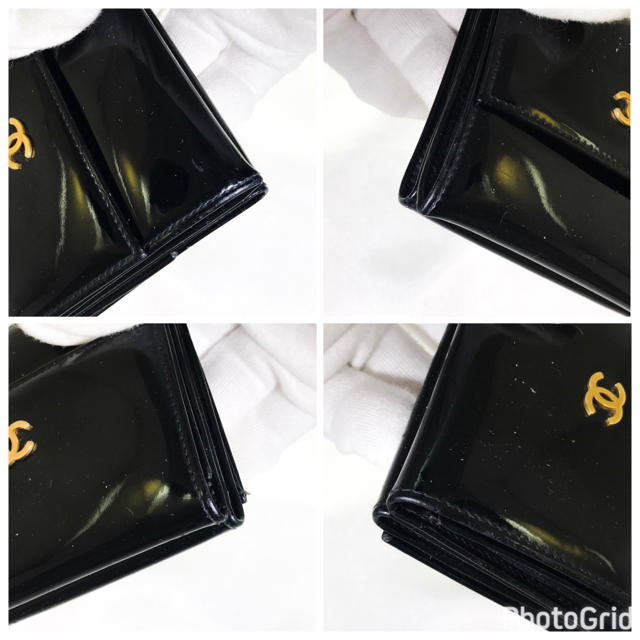 CHANEL(シャネル)のCHANEL エナメルBlack & Gold折り財布 レディースのファッション小物(財布)の商品写真