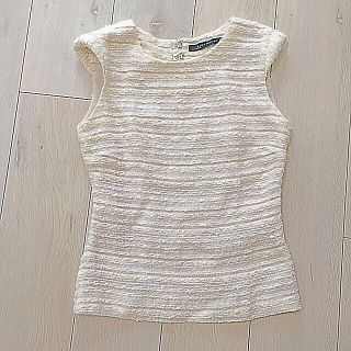 ザラ(ZARA)のZARA ツィードホワイトトップス♡オトナトップス(カットソー(半袖/袖なし))