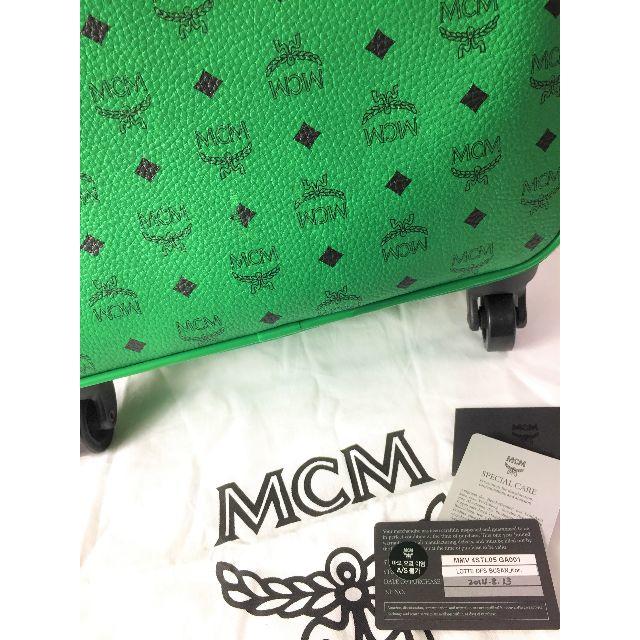 美品 希少品 MCM キャリーバッグ トロリーケース レザー グリーン　882