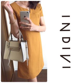 インディヴィ(INDIVI)の【美品】インディヴィ♡サイズ05 マスタードカラー 上品ワンピース｡♪:*°(ひざ丈ワンピース)