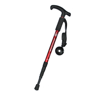 トレッキングポール　登山用ストック　Ｔ字グリップ　レッド　杖　トレッキング(登山用品)