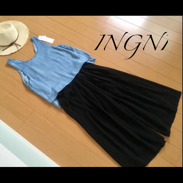 INGNI(イング)の新品INGNI 2点セット♡デニムトップス＋シフォンガウチョ レディースのレディース その他(セット/コーデ)の商品写真