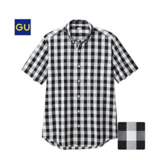 ジーユー(GU)のGU チェックシャツ 半袖  黒×白(シャツ/ブラウス(半袖/袖なし))