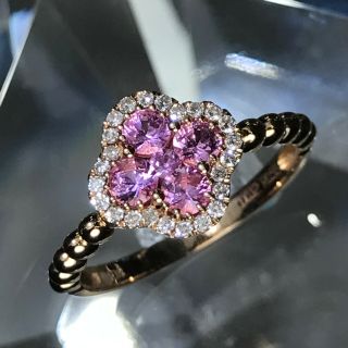 ピンクサファイヤ０．５５ct ダイヤ０．１２ct ｋ１８PG☆15万円(リング(指輪))