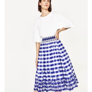 ザラ(ZARA)のザラ ギンガムチェックスカート(ひざ丈スカート)