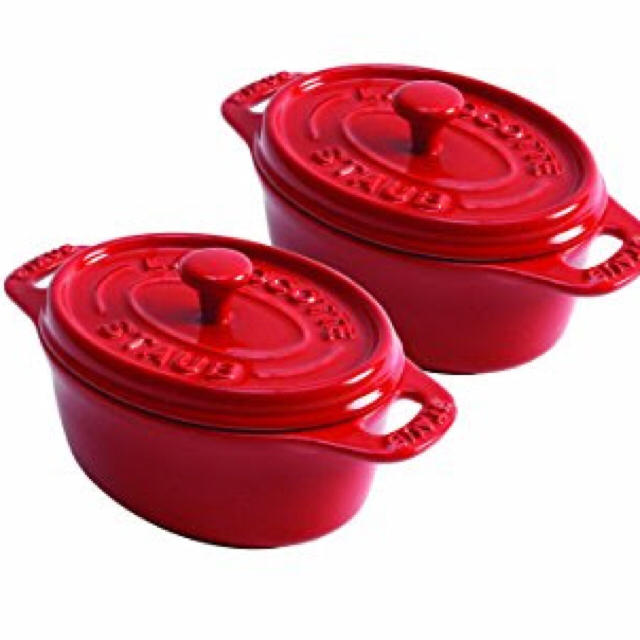 STAUB(ストウブ)の未使用大人気ストウブ2個セットココットオーバル11cm送料込チェリー インテリア/住まい/日用品のキッチン/食器(食器)の商品写真