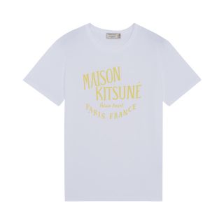 メゾンキツネ(MAISON KITSUNE')の最終値下げ！XS【新品】メゾンキツネ メンズ半袖Tシャツ 白 黄色(Tシャツ/カットソー(半袖/袖なし))