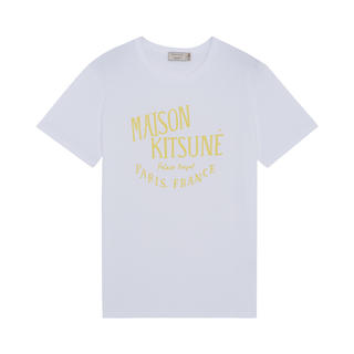メゾンキツネ(MAISON KITSUNE')の最終値下げ！XS【新品】メゾンキツネ メンズ半袖Tシャツ 白 黄色(Tシャツ/カットソー(半袖/袖なし))