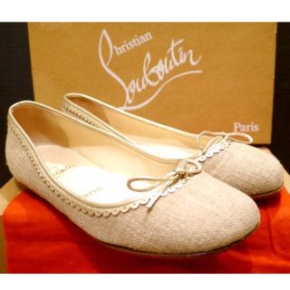 クリスチャンルブタン(Christian Louboutin)のレア◆クリスチャンルブタン リネン素材 リボンデザイン フラット パンプス37◆(ハイヒール/パンプス)