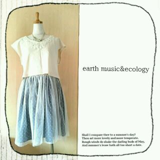 アースミュージックアンドエコロジー(earth music & ecology)の2set♪バテンレース装飾PO&ドット柄チュールワンピース(ひざ丈ワンピース)