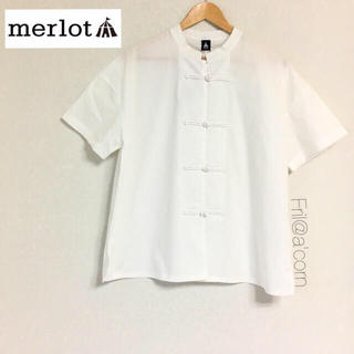 メルロー(merlot)のメルロー チャイナボタン 半袖トップス ＊ホワイト(シャツ/ブラウス(半袖/袖なし))