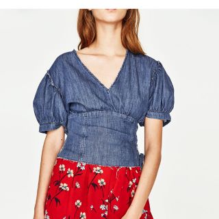 ザラ(ZARA)の韓国ファッション zara dholic デニム コルセット シャツ(シャツ/ブラウス(半袖/袖なし))