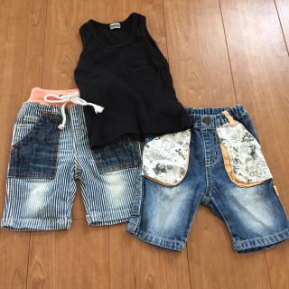 エフオーキッズ(F.O.KIDS)の【値下げ☆美品☆3点セット】オシャレ タンクトップ デニムパンツ 80(パンツ)