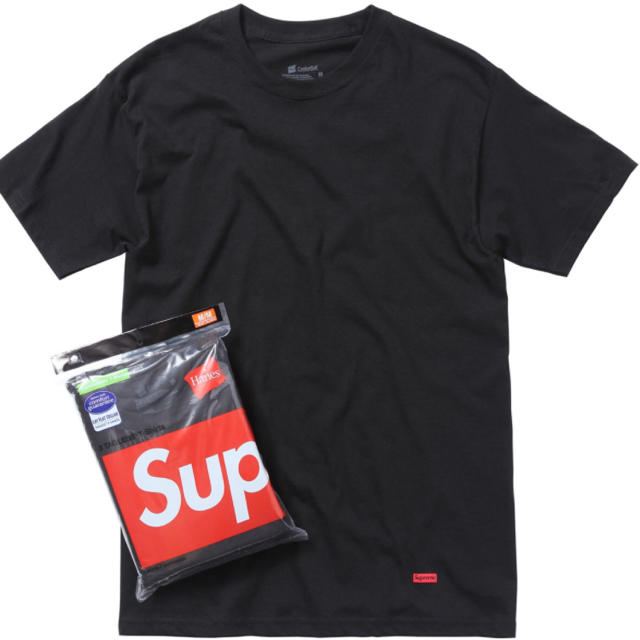 Supreme(シュプリーム)の送料込⭐️ supreme hanes Ｔシャツ Mサイズ 黒1枚 メンズのトップス(Tシャツ/カットソー(半袖/袖なし))の商品写真