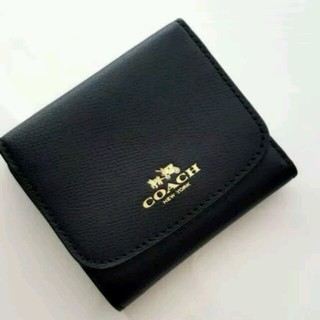 コーチ(COACH)の【新品】COACH(コーチ) ブラック レザー 三つ折り財布(折り財布)