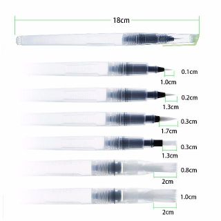 水彩画用水筆ペン平筆先 丸筆先 6本セット　早い者勝ち(絵筆)