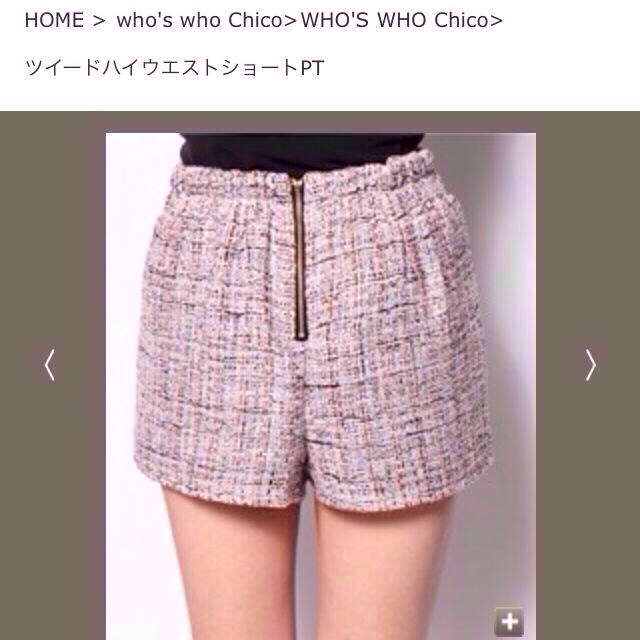 who's who Chico(フーズフーチコ)のツイードハイウエストショーパン レディースのパンツ(ショートパンツ)の商品写真