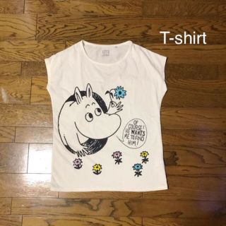 ユニクロ(UNIQLO)のＴシャツ✱白✱ムーミン✱L(Tシャツ(半袖/袖なし))