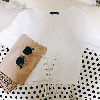 ザラ(ZARA)のZARA コルセットTシャツ white(Tシャツ(半袖/袖なし))