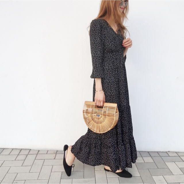 【ponpon】 dot maxi dress   ドットマキシドレス レディースのワンピース(ロングワンピース/マキシワンピース)の商品写真