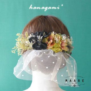 アンティーク風＊紫陽花とかすみ草＊チュールのヘッドドレス(ヘアアクセサリー)