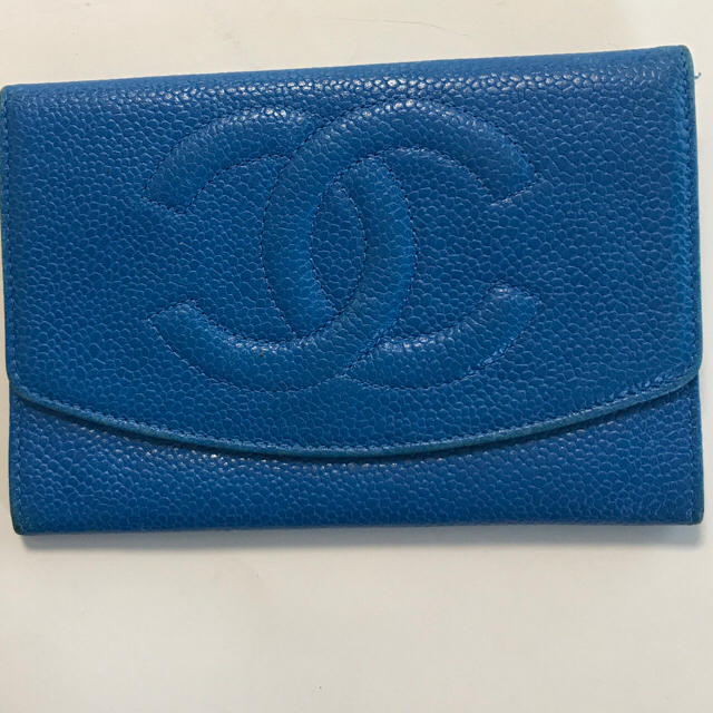 CHANEL(シャネル)のシャネル キャビアスキン 財布 ブルー 中古 レディースのファッション小物(財布)の商品写真