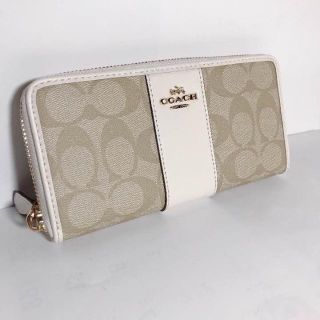 コーチ(COACH)のSALE！コーチシグネチャーホワイト&ブラウン長財布 新品(財布)