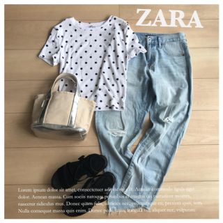 ザラ(ZARA)の【新品】ZARAドット柄Tシャツ♡(Tシャツ(半袖/袖なし))