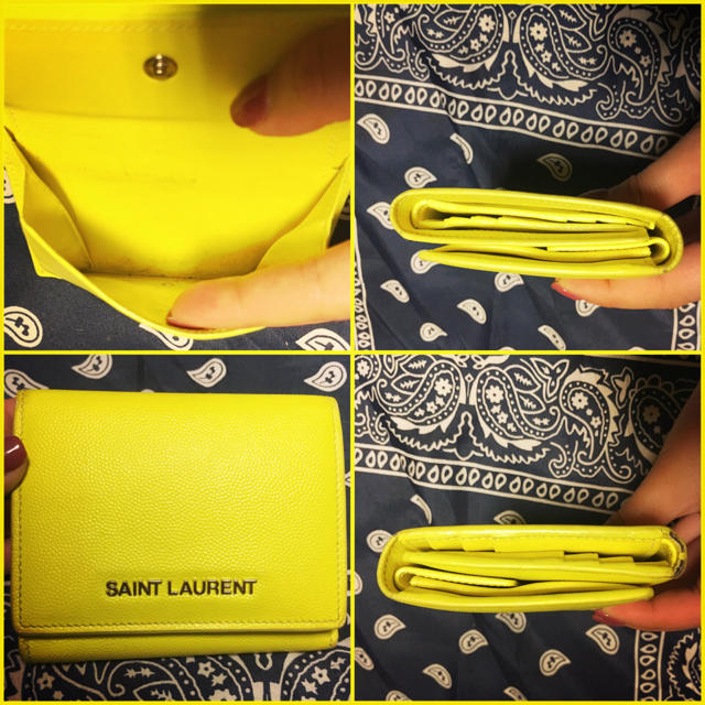 Saint Laurent(サンローラン)のSAINT LAURENT サンローラン 三つ折り ミニ 財布 イエロー レディースのファッション小物(財布)の商品写真