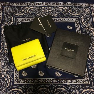 サンローラン(Saint Laurent)のSAINT LAURENT サンローラン 三つ折り ミニ 財布 イエロー(財布)