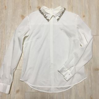 イネド(INED)のOsayo様専用◆美品◆INEDビジュー襟白シャツブラウス◆カットソートップス(シャツ/ブラウス(長袖/七分))